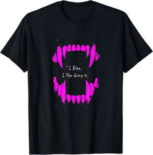 Pink Color I Bite, I Like Doing It Pink Graphic T-Shirt - T-Shirt | Black