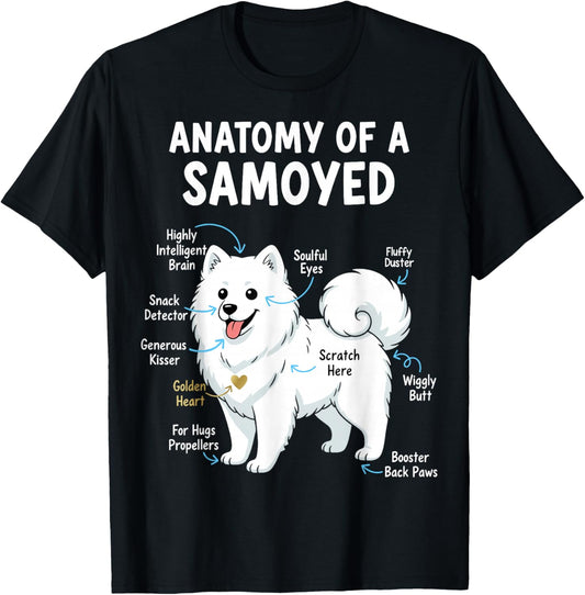 Anatomy of A Samoyed T-Shirt - T-Shirt | Black