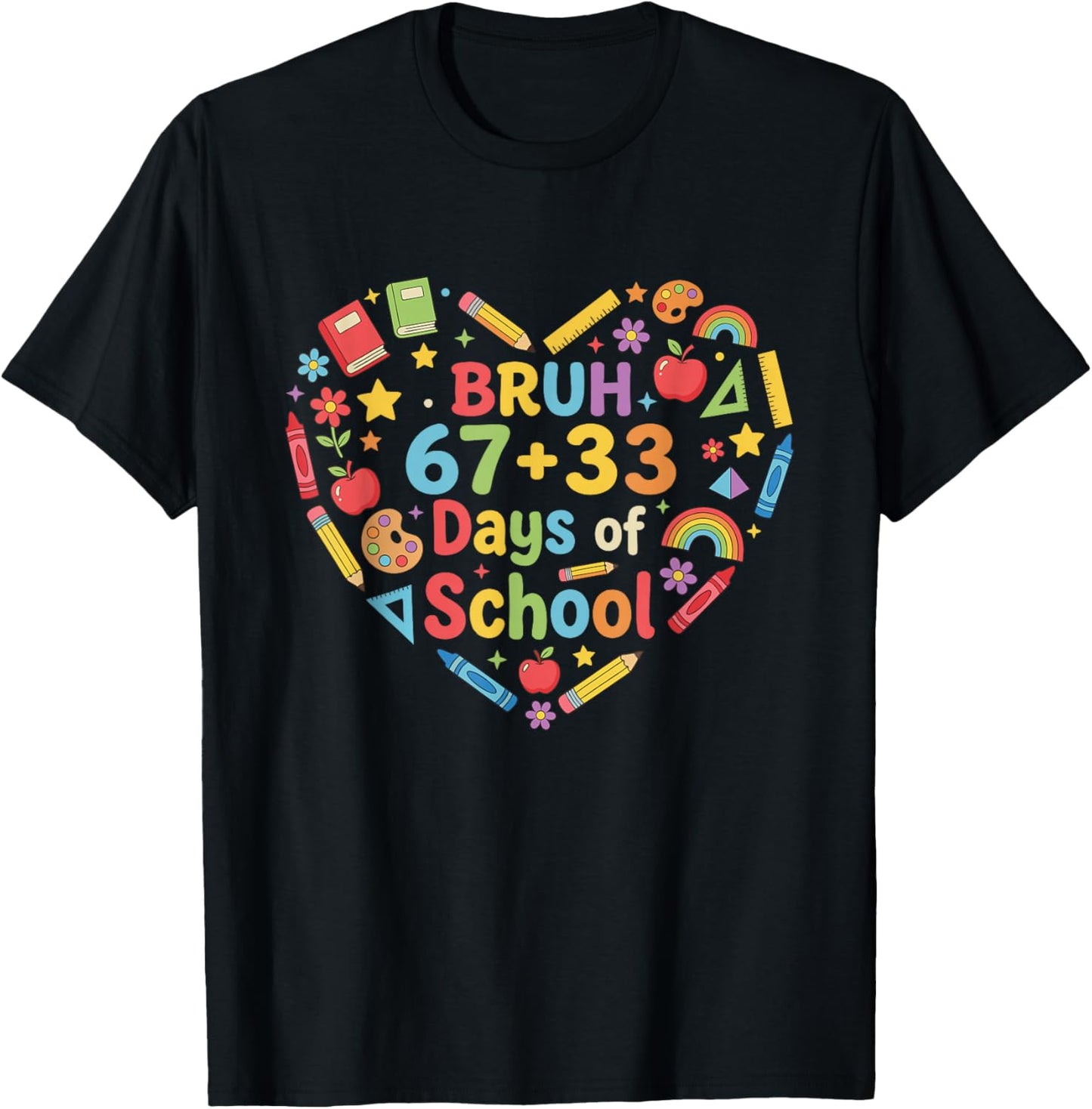 Bruh Its My 67 33 Days of School Funny Boys Kids 100th Day T-Shirt - T-Shirt | Black