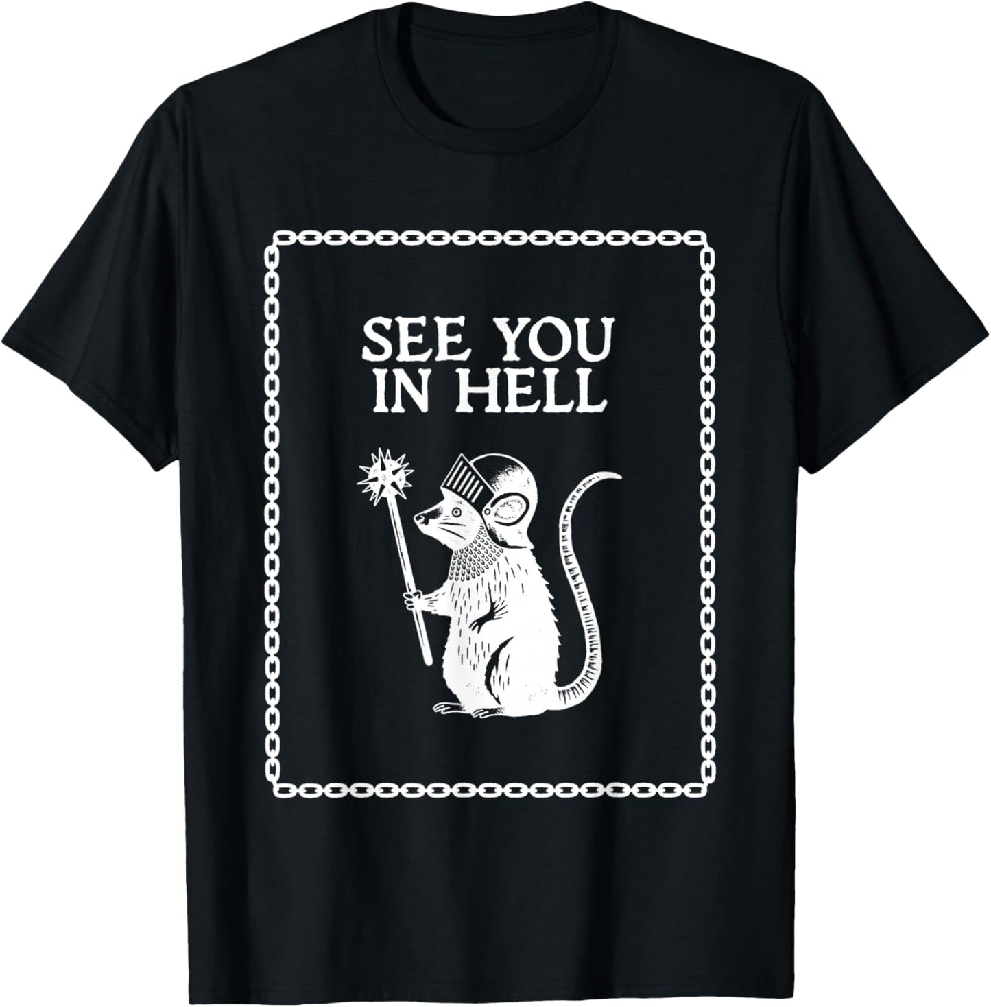 See You in Hell Knight Rat Flail Vintage T-Shirt - T-Shirt | Black