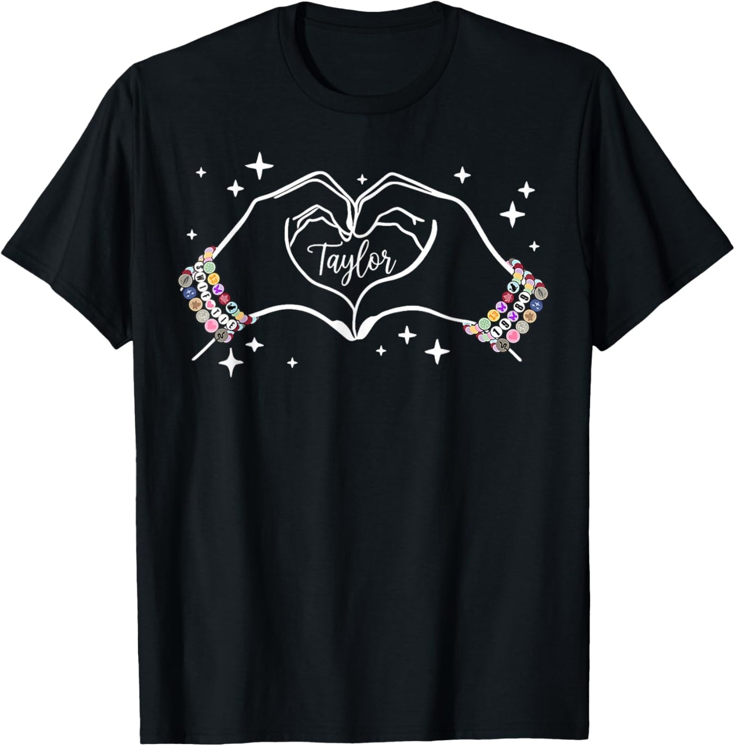 Heart Hands Taylor First Name Girl Vintage 70's 80's T-Shirt - T-Shirt | Black