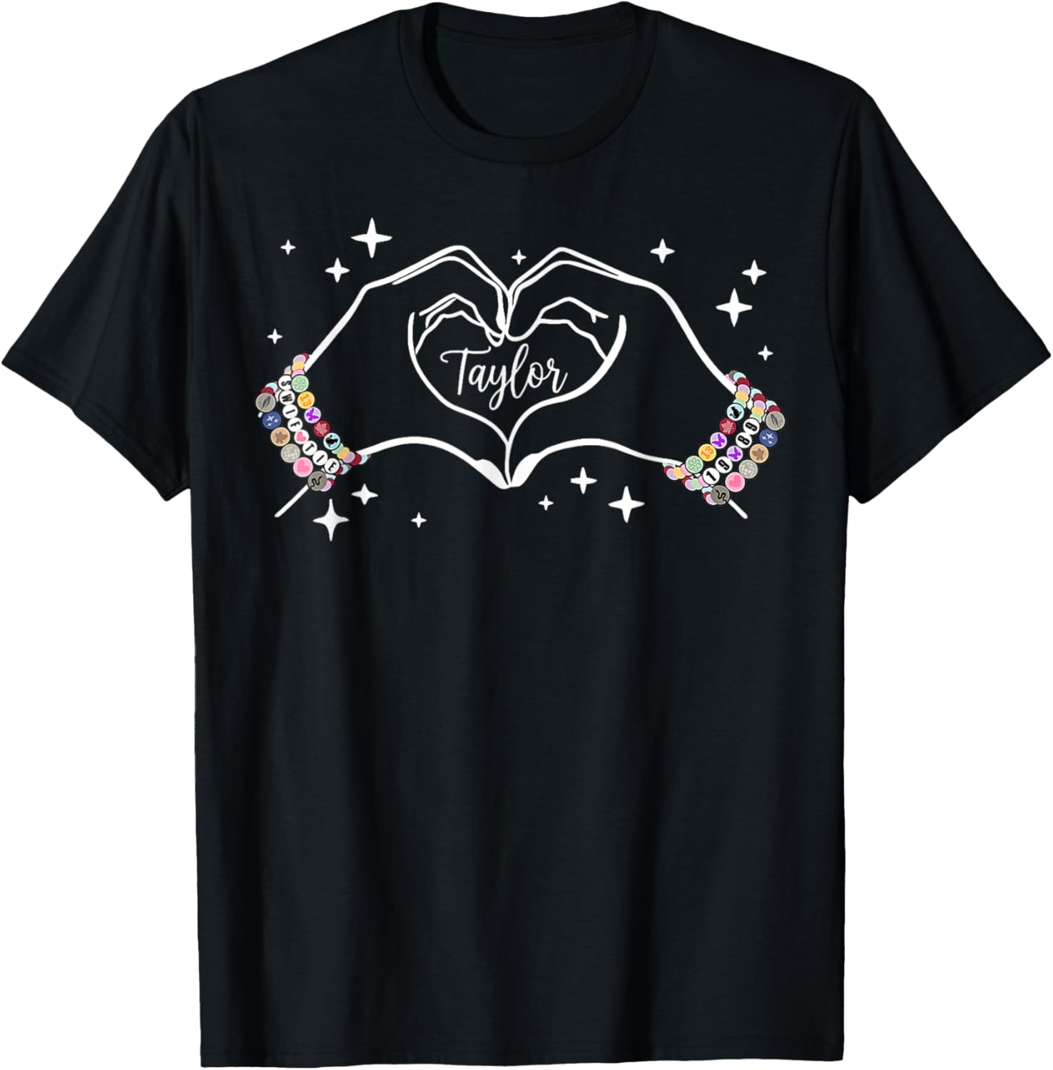 Heart Hands Taylor First Name Girl Vintage 70's 80's T-Shirt - T-Shirt | Black