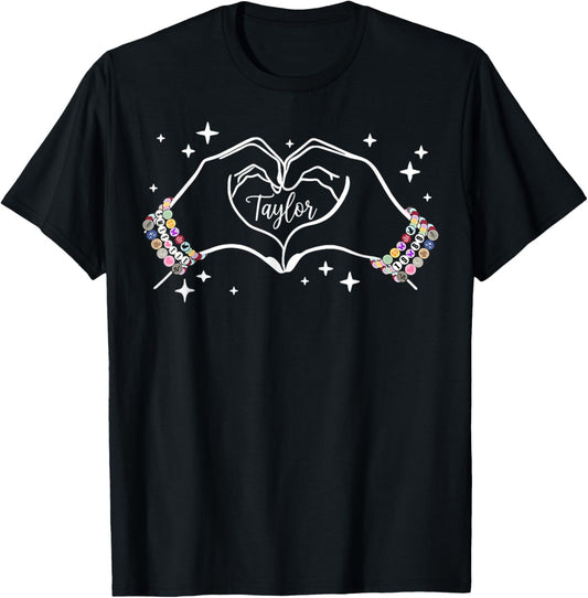 Heart Hands Taylor First Name Girl Vintage 70's 80's T-Shirt - T-Shirt | Black