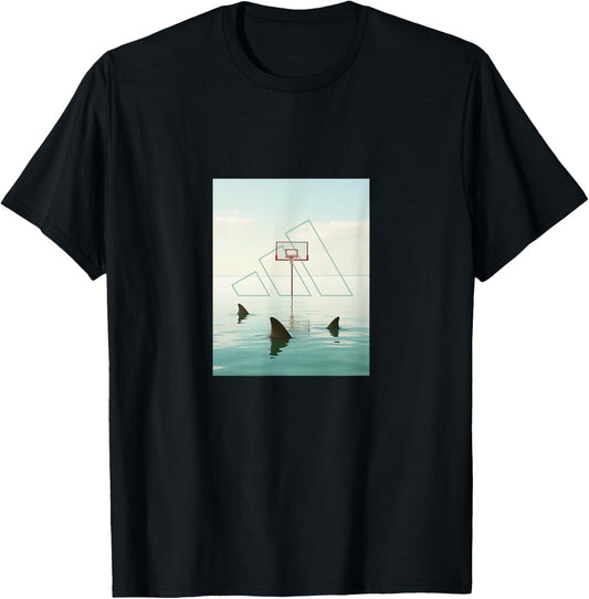 adidas Basketball Shark Hoop Three Stripes Graphic T-Shirt - T-Shirt | Black