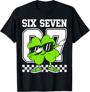 Boys St Patricks Day Dabbing Shamrock Clover 67 Six Seven T-Shirt - T-Shirt | Black