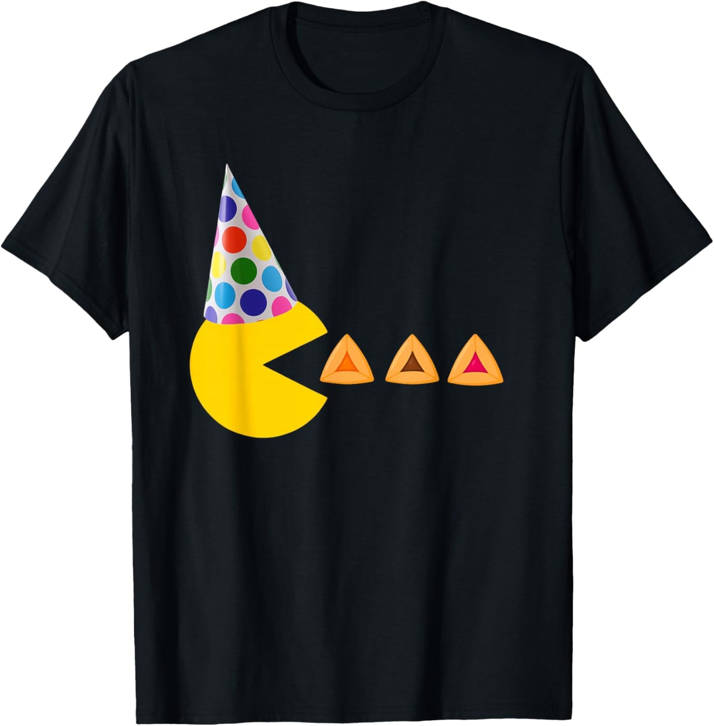 Happy Purim Video Game Eating Hamantashen Queen Esther T-Shirt - T-Shirt | Black