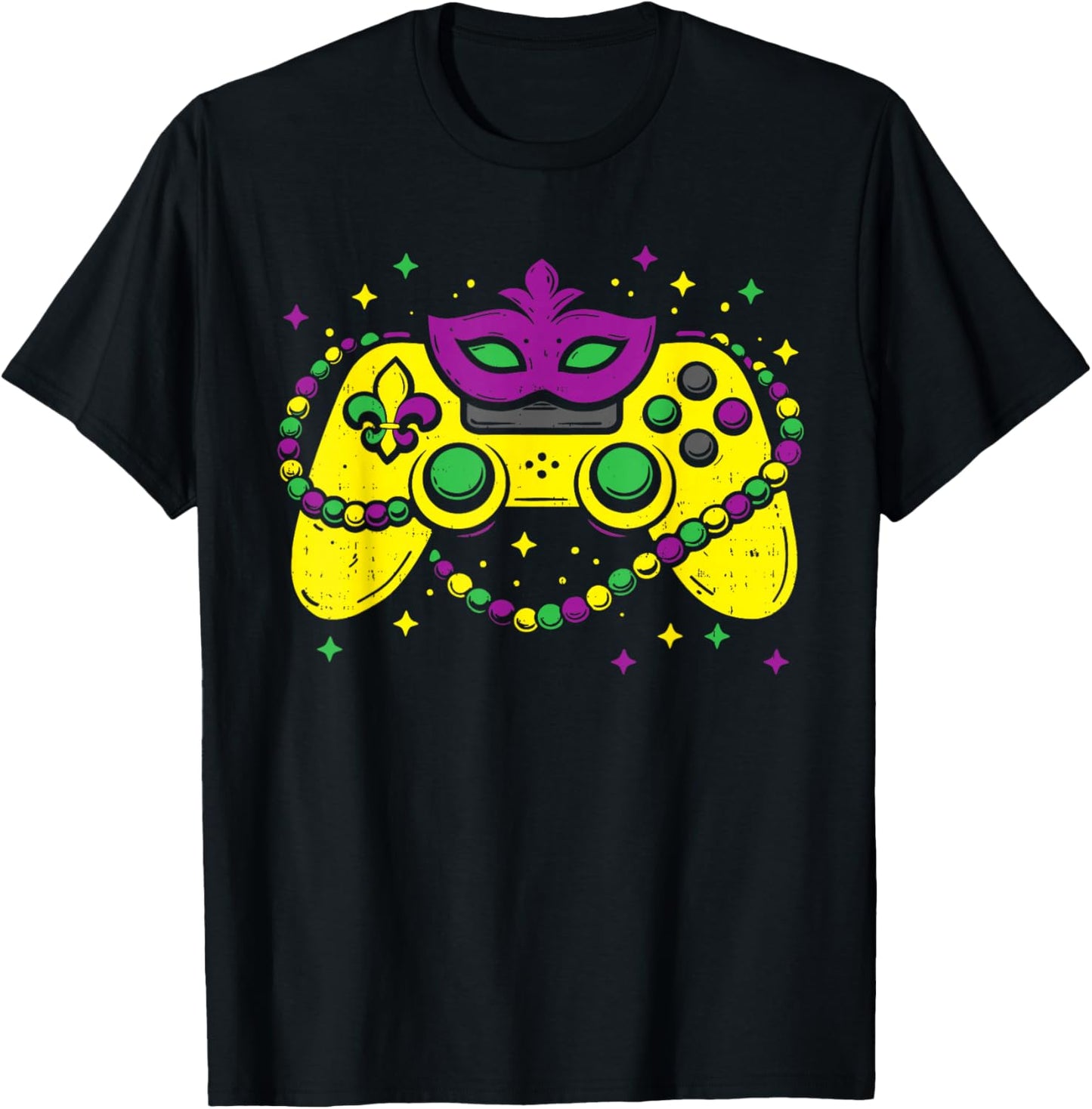Video Game Controller Mardi Gras Carnival Gaming Gamer Men T-Shirt - T-Shirt | Black