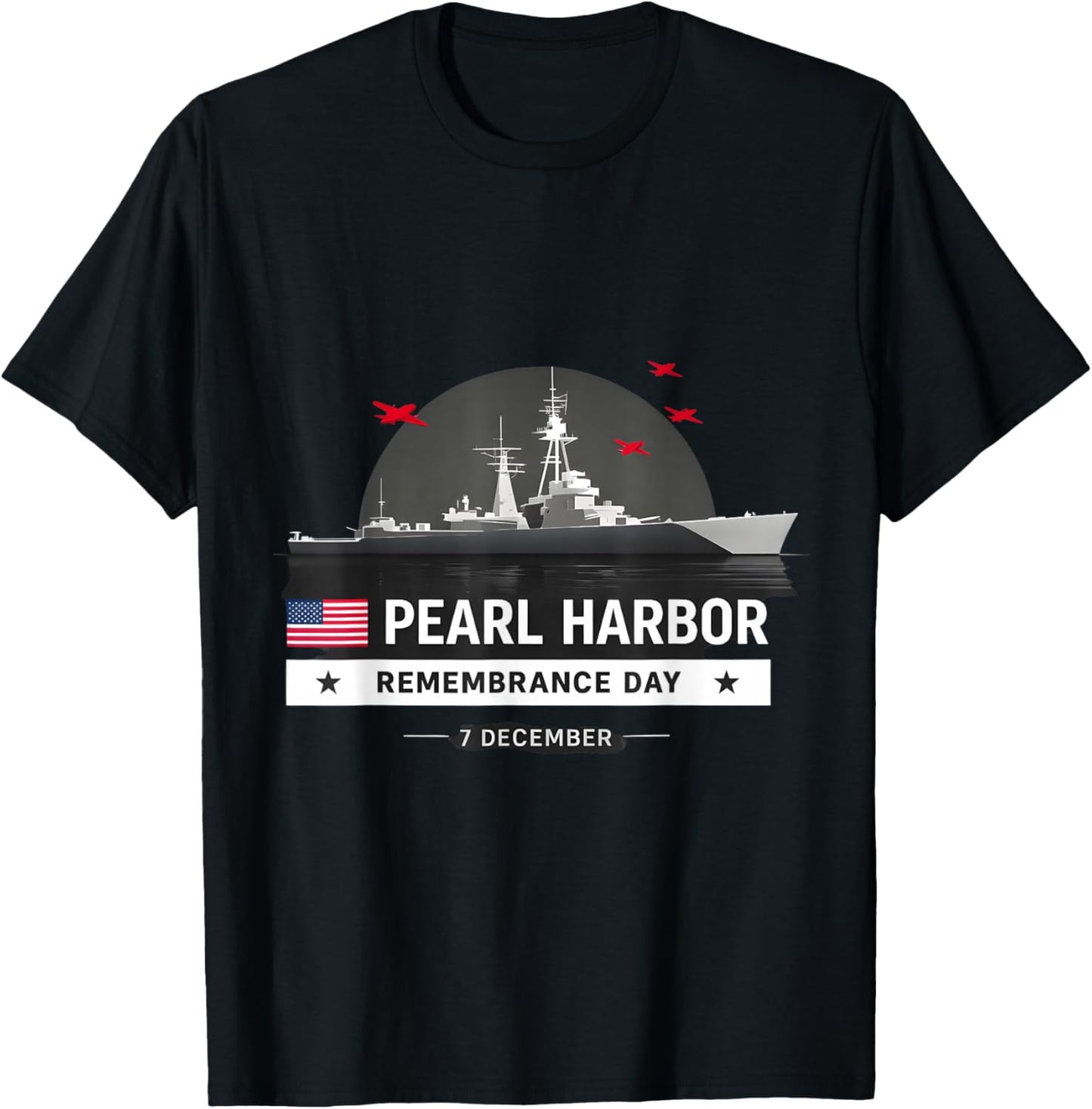 Pearl Harbor Remembrance Day Patriotic Vintage Flag Memorial T-Shirt - T-Shirt | Black