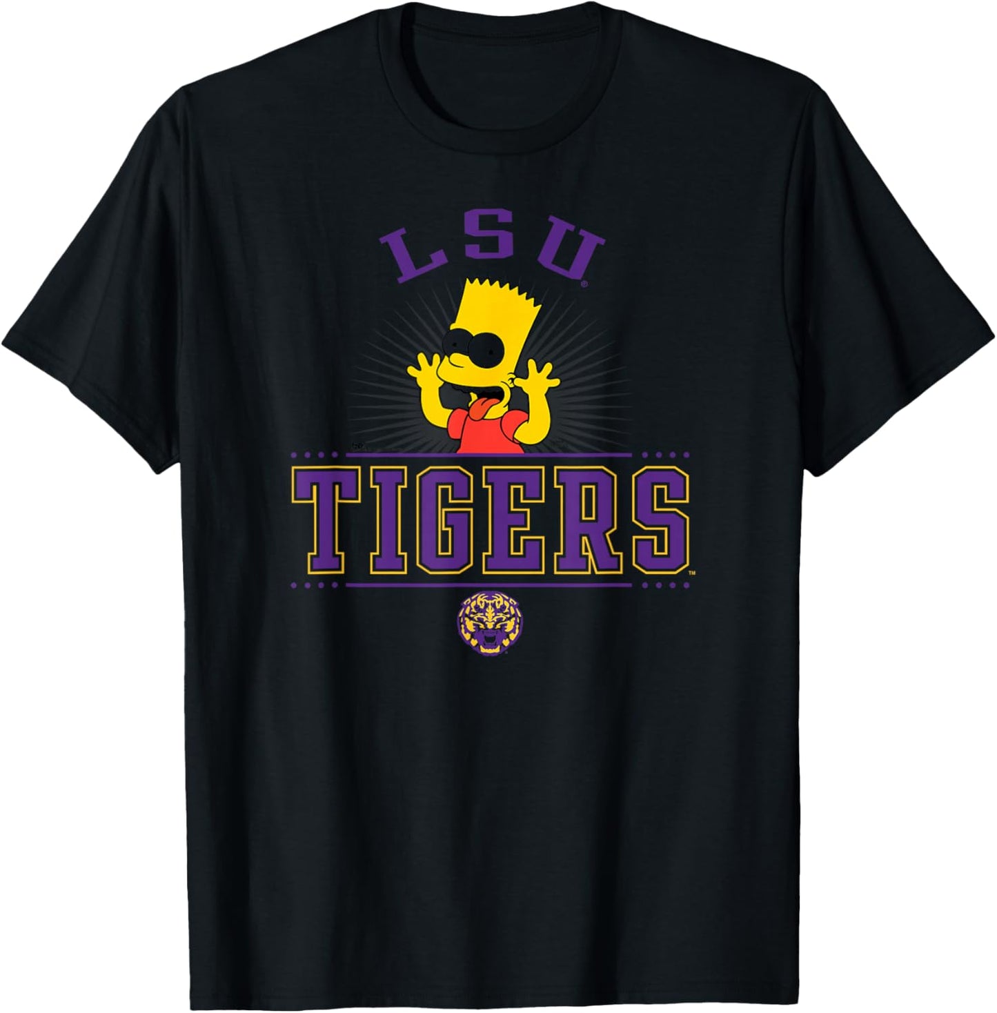 LSU Tigers Simpsons Bart White Officially Licensed T-Shirt - T-Shirt | Black