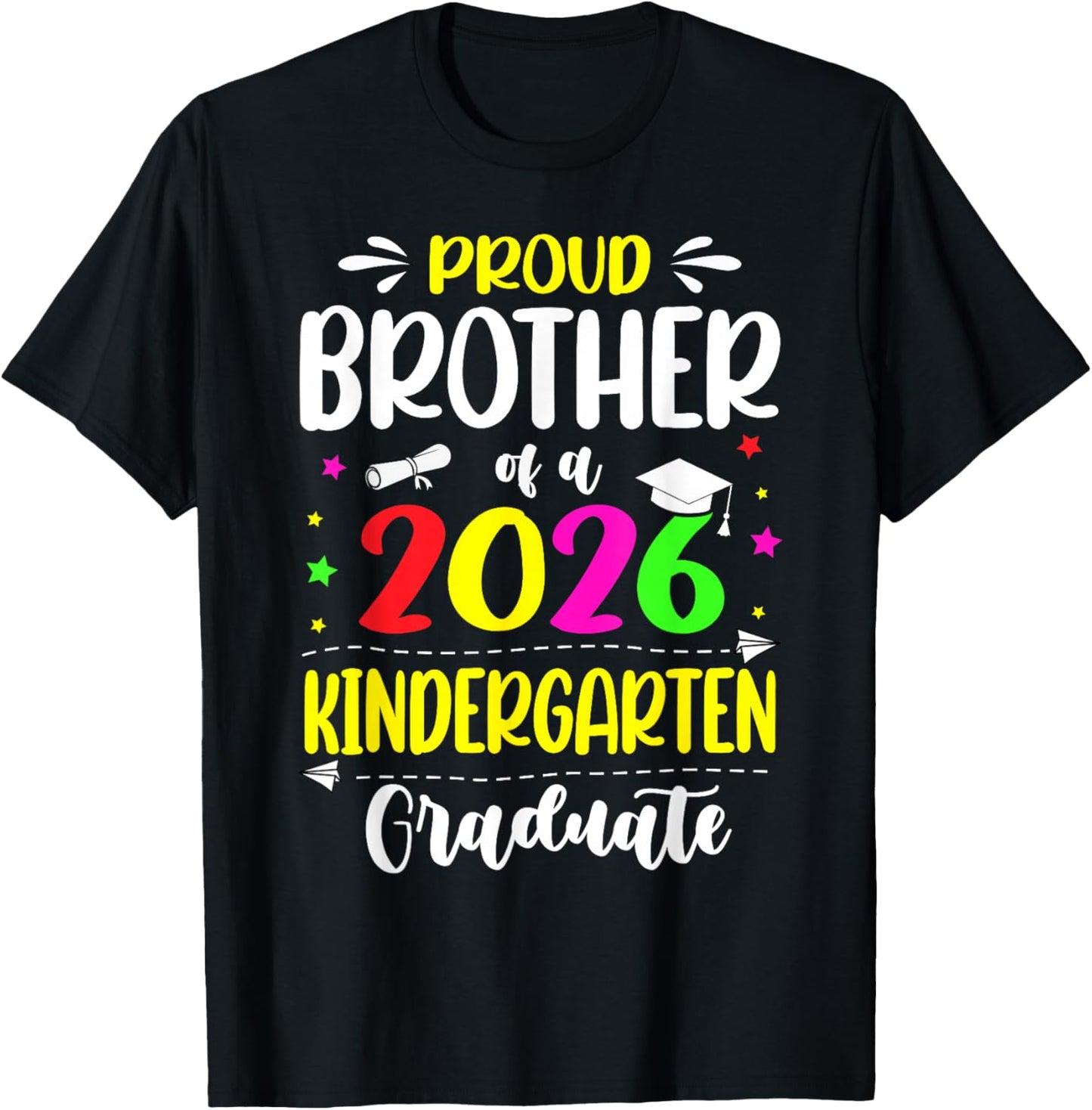Proud Brother Class of 2026 Kindergarten Graduate Kids T-Shirt - T-Shirt | Black