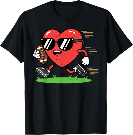 Valentines Day American Football Heart Boys Kids Youth Men T-Shirt - T-Shirt | Black