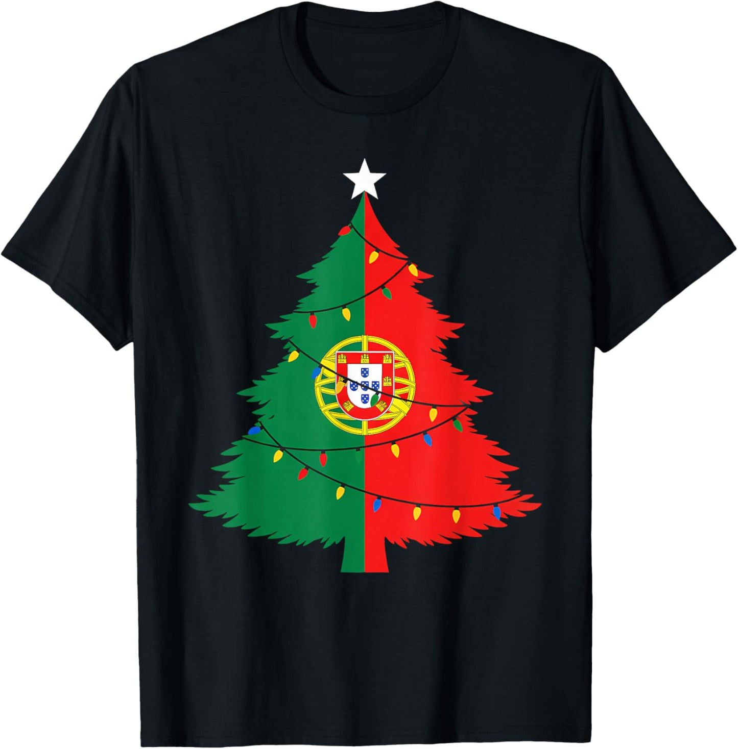 Portuguese Christmas Tree Flag Festive Portugal Pride T-Shirt - T-Shirt | Black