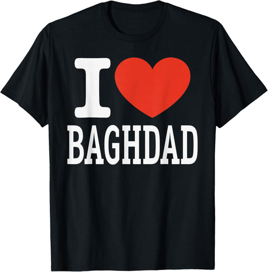 I Love Baghdad City Heart Graphic Souvenir Travel T-Shirt - T-Shirt | Black