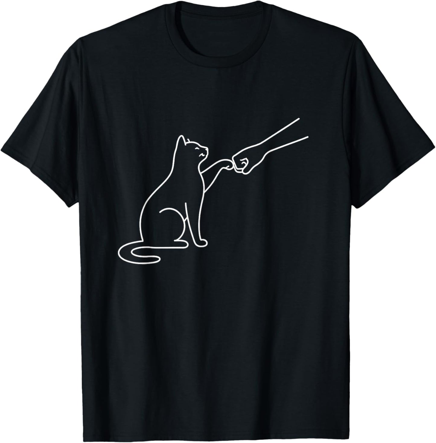 Funny Cats Lover Minimalist Cat Fist Bump Gentle Companion T-Shirt - T-Shirt | Black