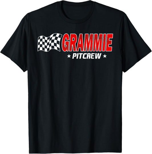 Grammie Pit Crew Race Car Birthday Family Racing T-Shirt - T-Shirt | Black
