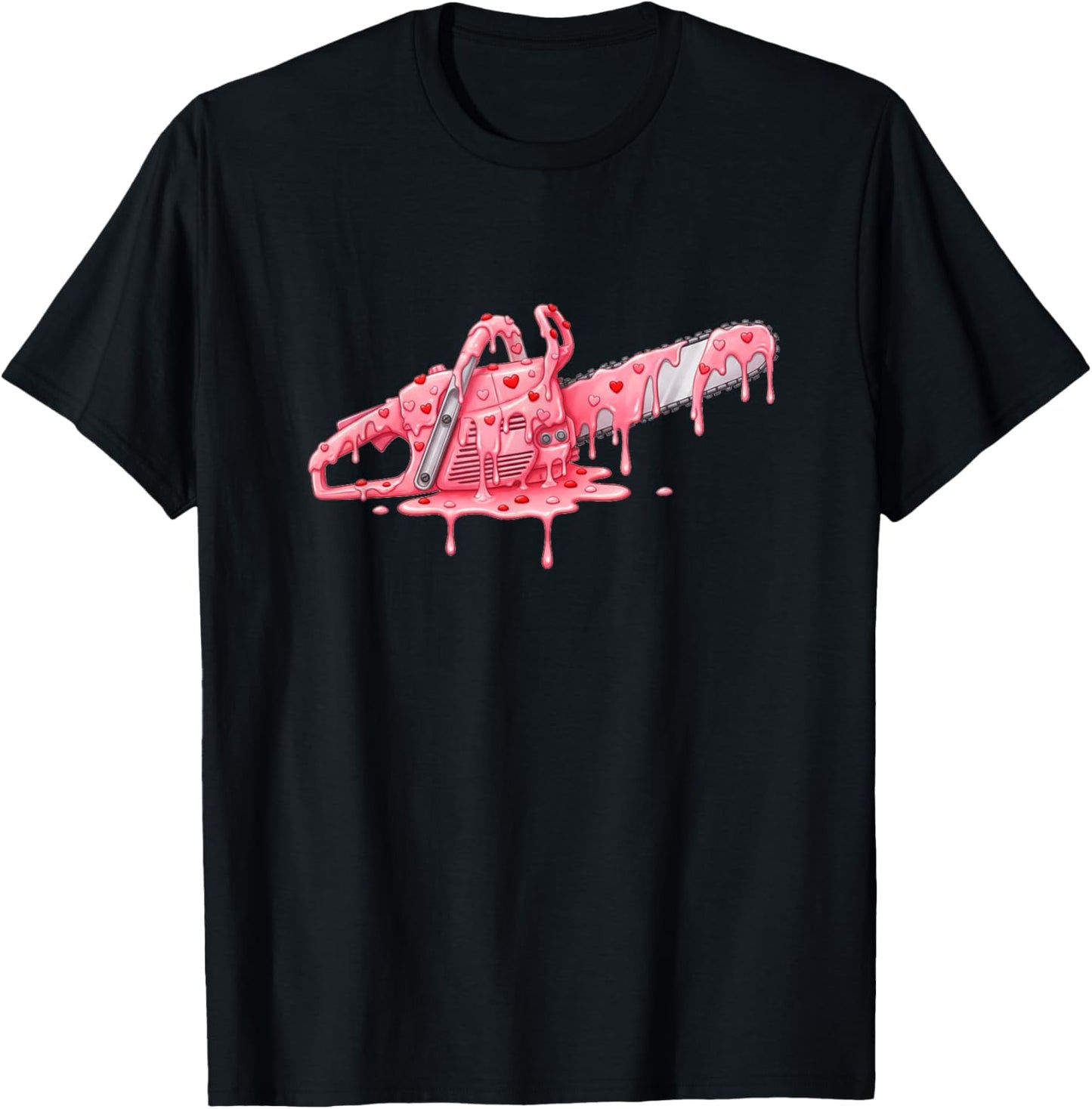 Chainsaw Arborist Valentines Day Ice Cream Drip Heart T-Shirt - T-Shirt | Black