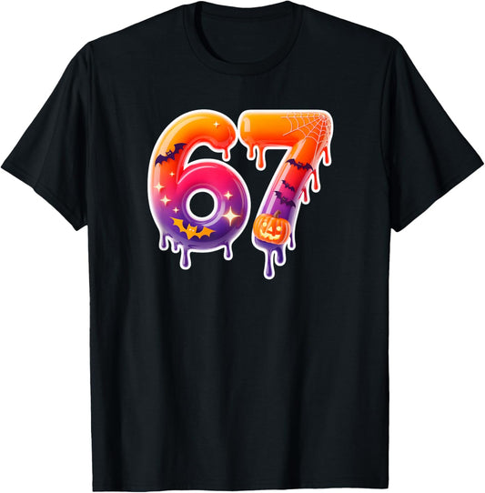 Six Seven 67 6 7 Meme Design Funny Ice Cream Drip Costume T-Shirt - T-Shirt | Black