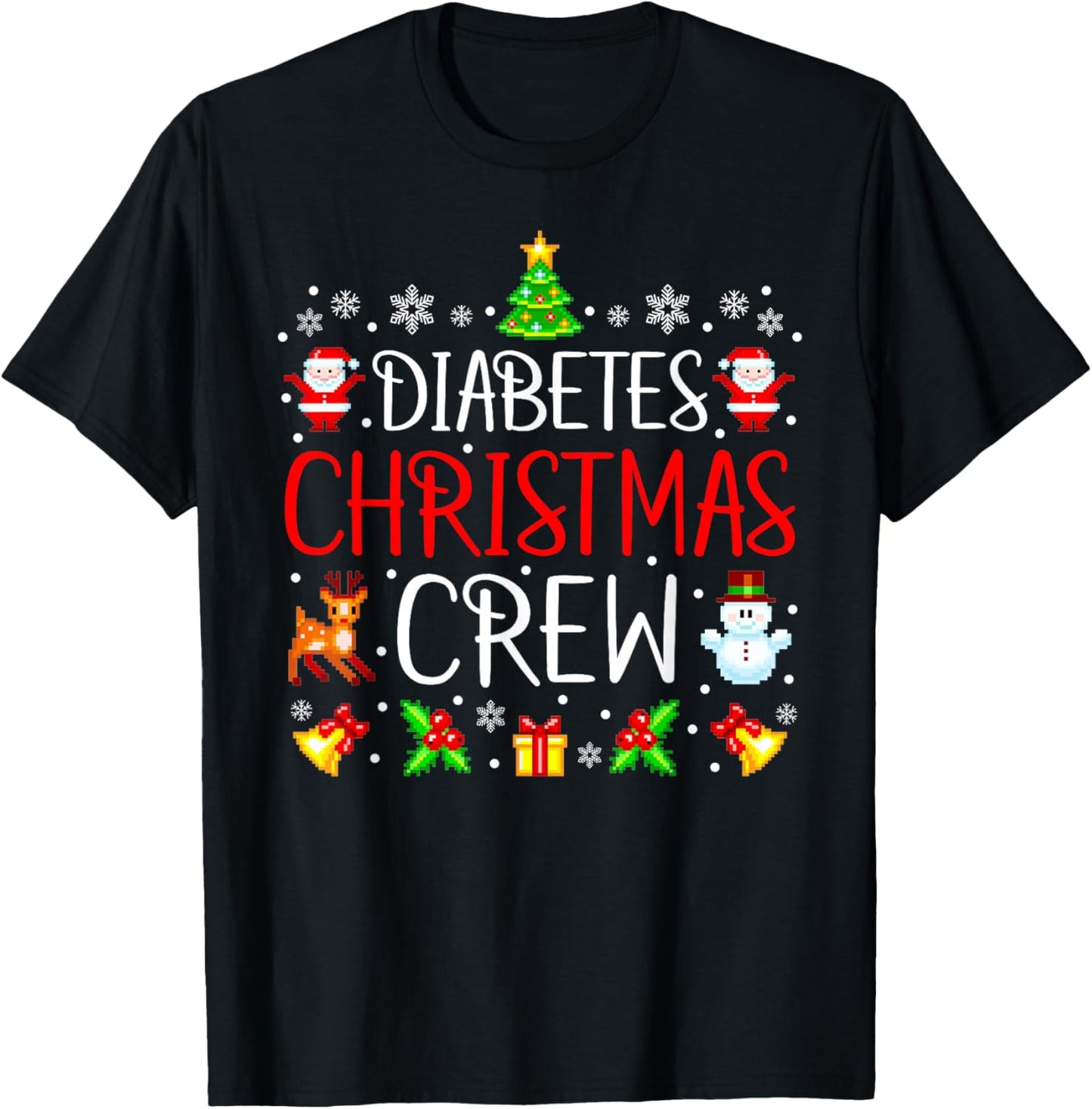 Diabetes Christmas Crew Matching Xmas Diabetes Nurse T-Shirt - T-Shirt | Black