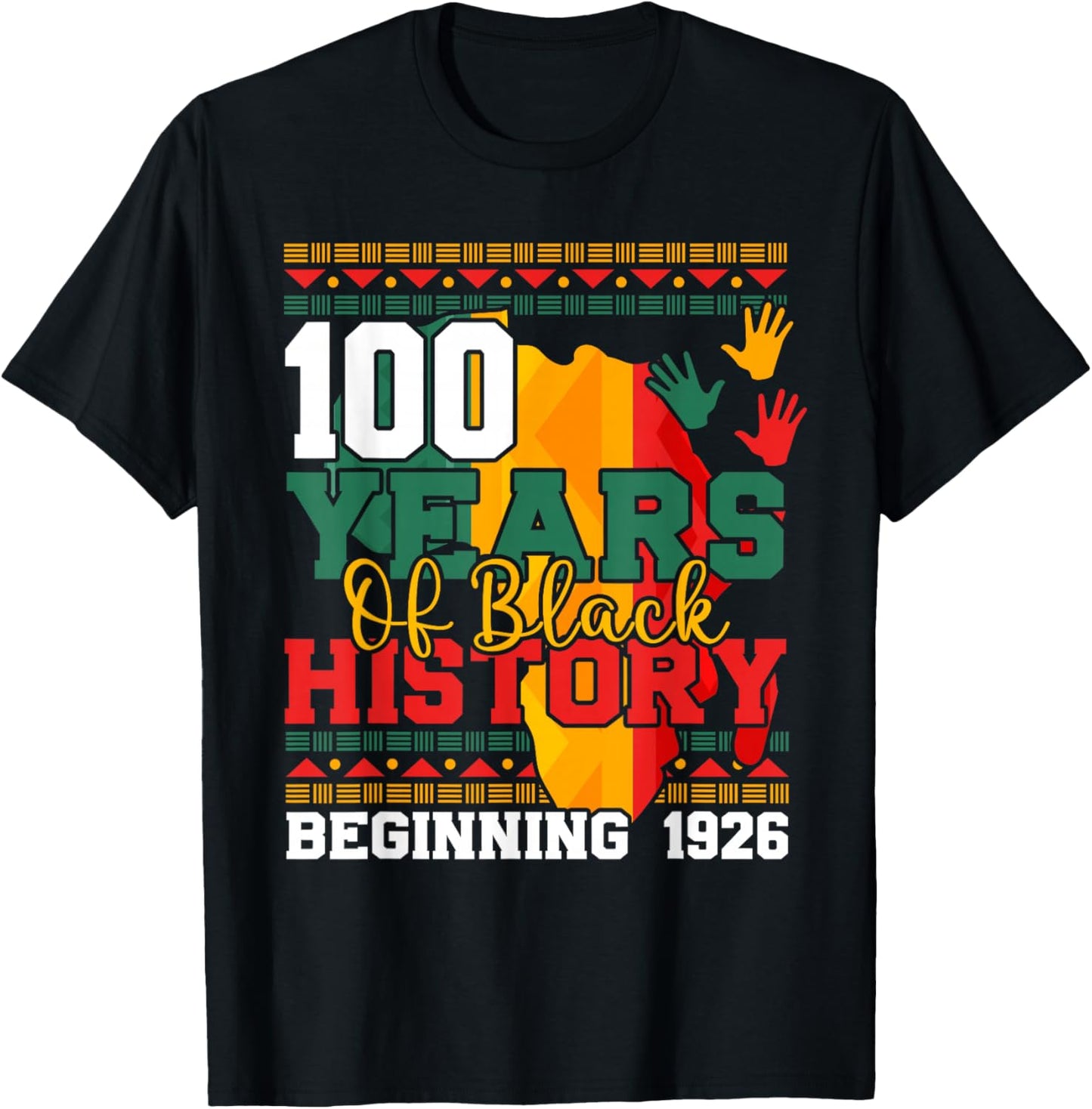 100 Years of Black History 1926 2026 Centennial Teacher T-Shirt - T-Shirt | Black