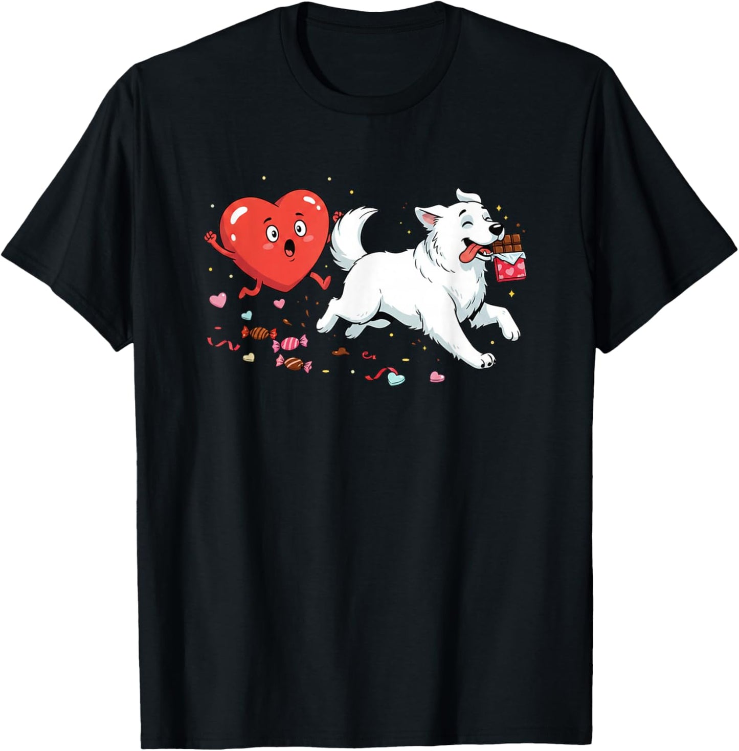 Funny Great Pyrenees Heart Valentine Dog Kids T-Shirt - T-Shirt | Black