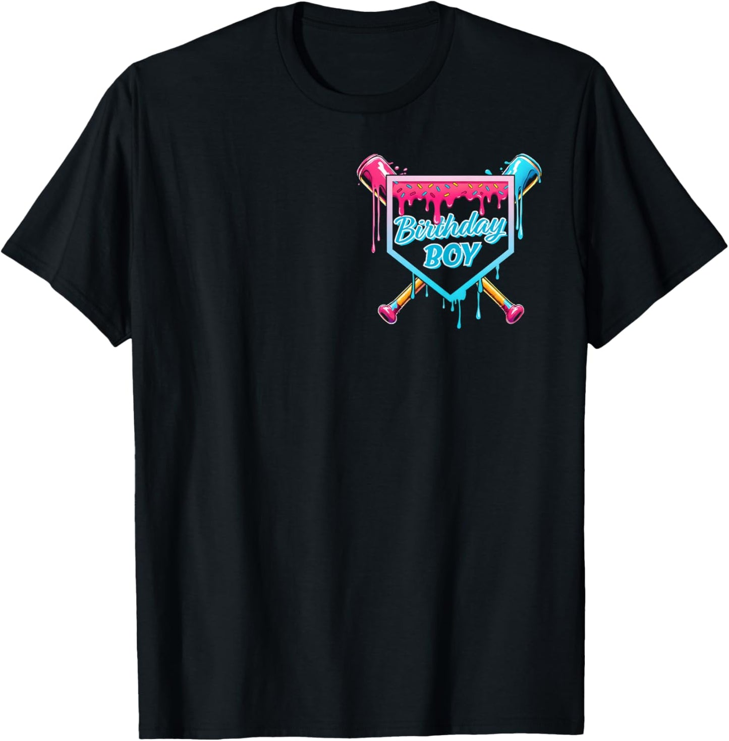 Baseball 6 Year Old Ice Cream Drip 6th Birthday Boy Number 6 T-Shirt - T-Shirt | Black