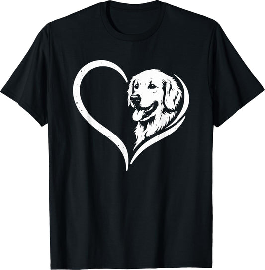 Golden Retriever Lover Valentine Day Heart Women Girls T-Shirt - T-Shirt | Black