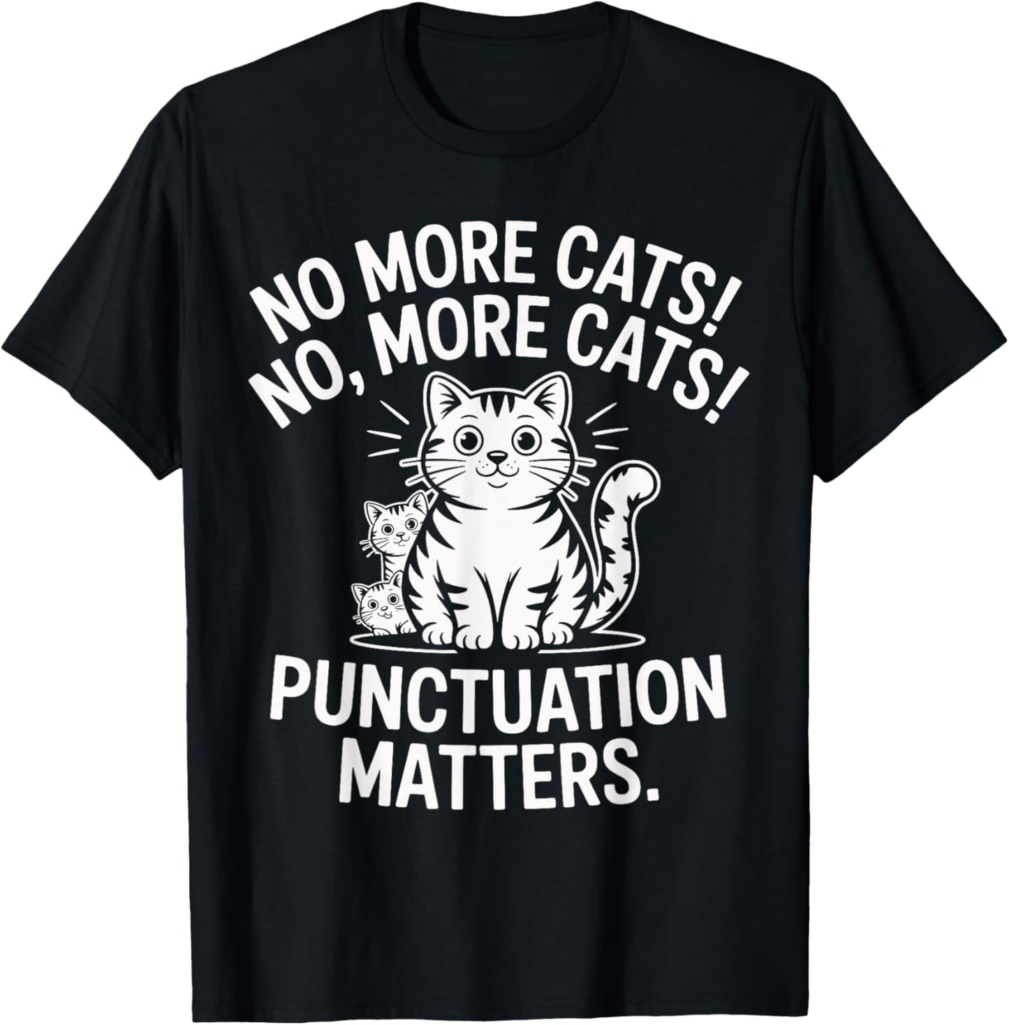 Punctuation Matters Funny Cat Lover Grammar English Teacher T-Shirt - T-Shirt | Black