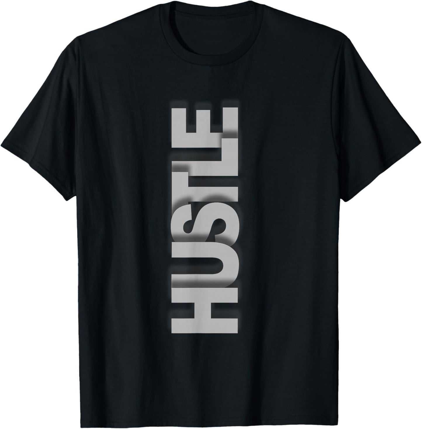 Grey Hustle Monochrome Color Graphic T-Shirt - T-Shirt | Black