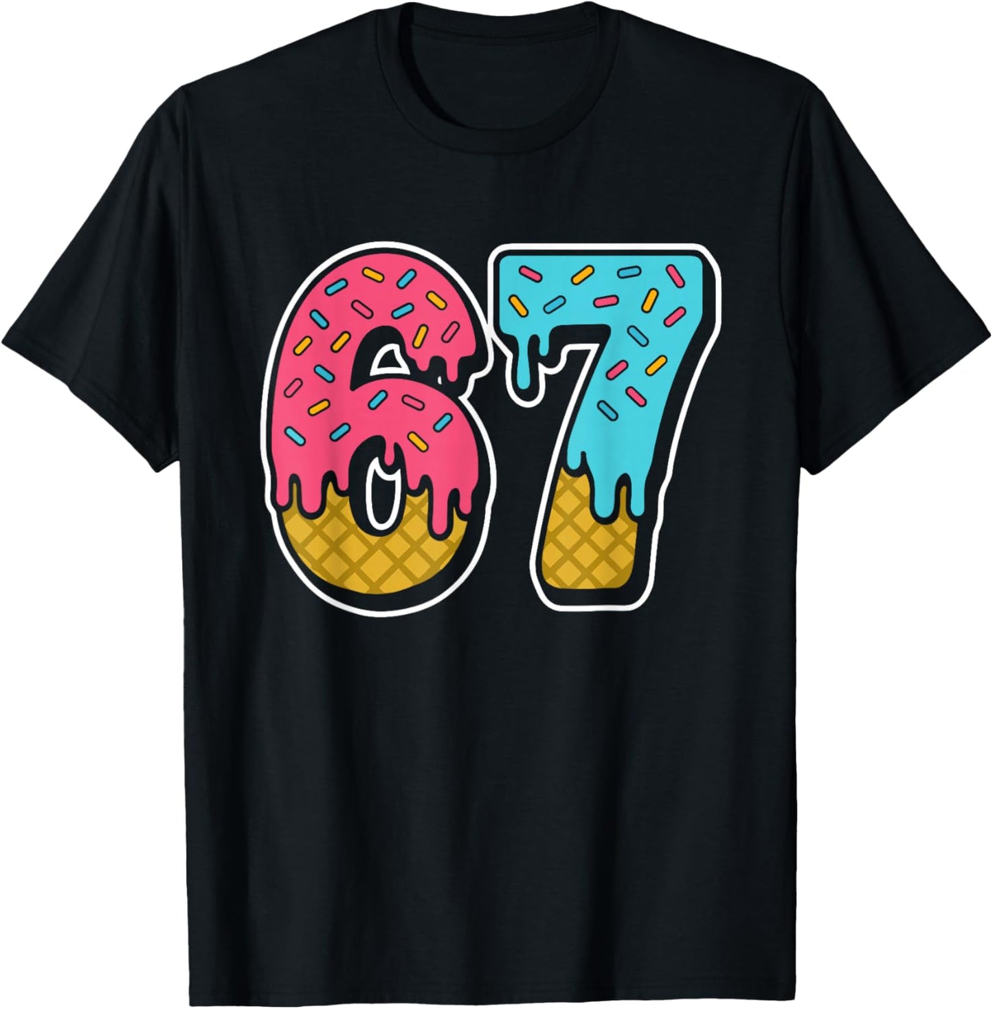 67 Ice Cream Drip Meme 6 7 6-7 T-Shirt - T-Shirt | Black