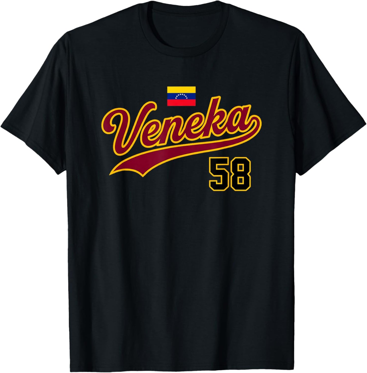 Venezuela Veneka 58 Flag Script Design T-Shirt - T-Shirt | Black