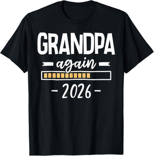 Grandpa Again Est 2026 2nd Baby Pregnancy Reveal T-Shirt - T-Shirt | Black