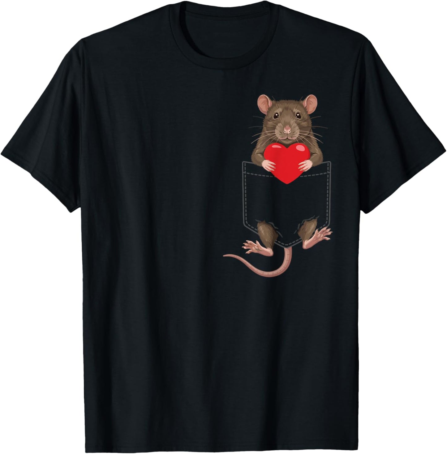 Cute Rat in Pocket Rat Lover Valentines T-Shirt - T-Shirt | Black