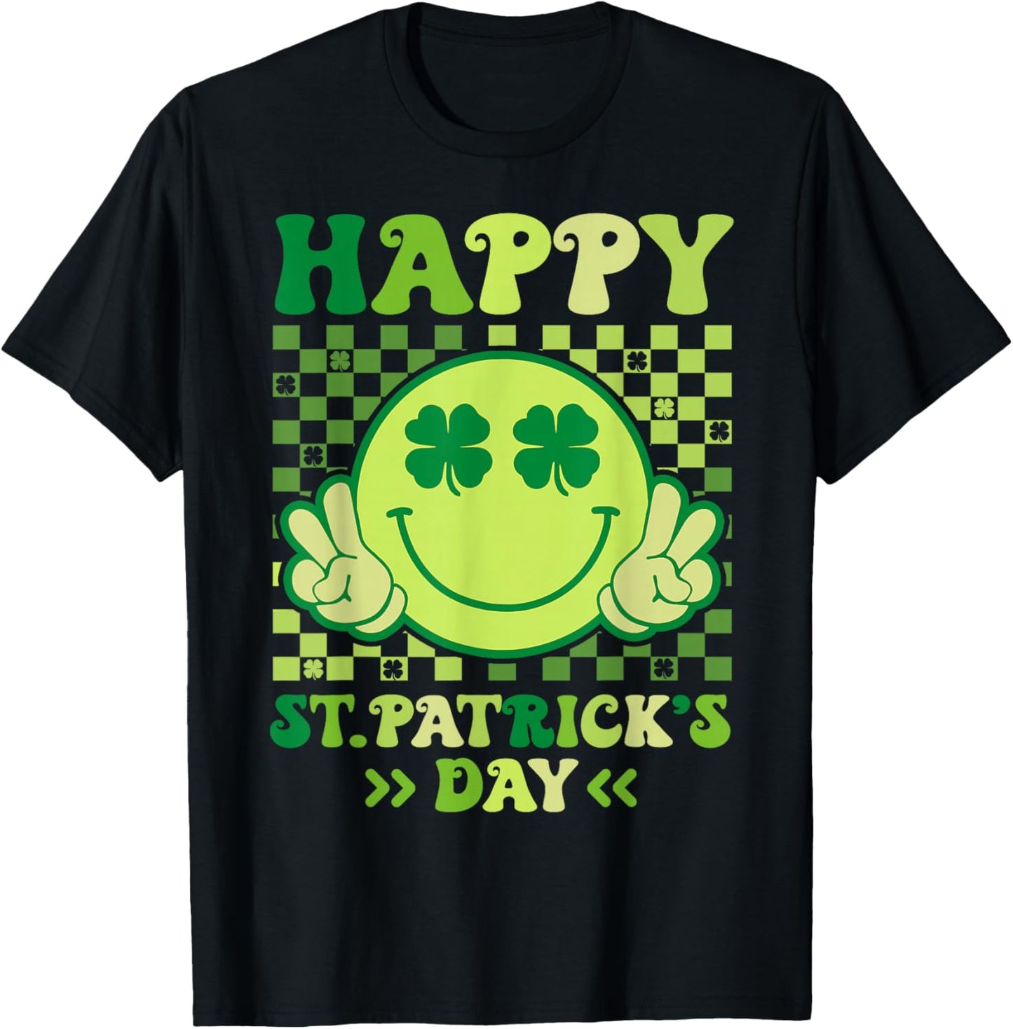 Happy St Patrick's Day Shamrock Saint Paddys Pattys Day T-Shirt - T-Shirt | Black