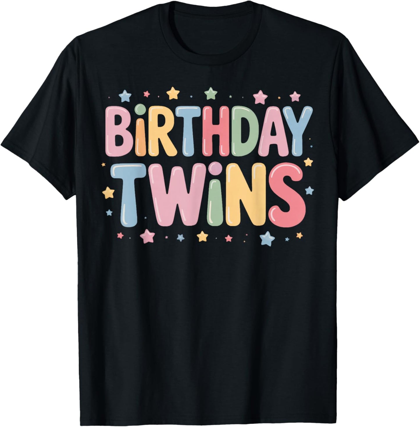 Birthday Twins Matching Look for Same Day Born Siblings T-Shirt - T-Shirt | Black