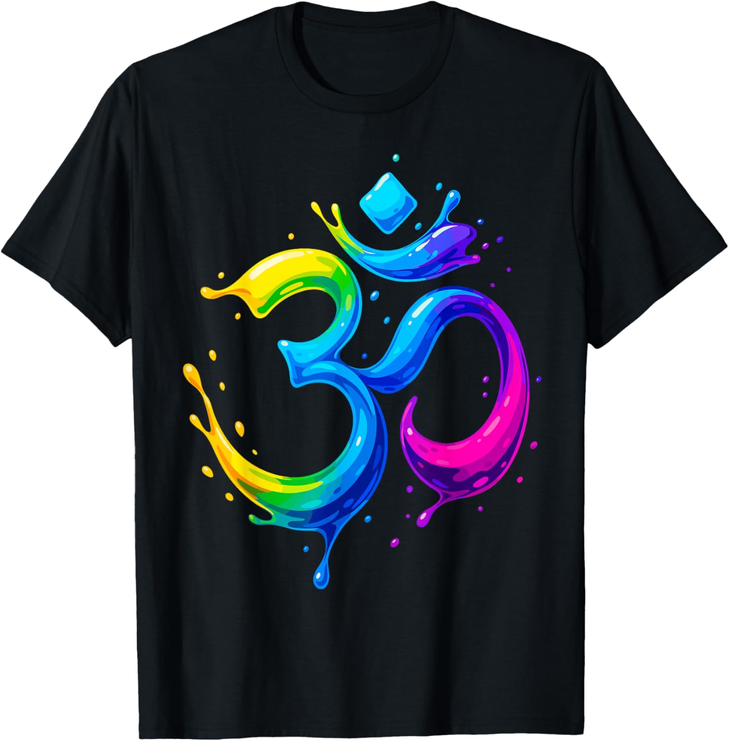 Rainbow Om Symbol Aum Chakra Yoga Meditation Pride T-Shirt - T-Shirt | Black
