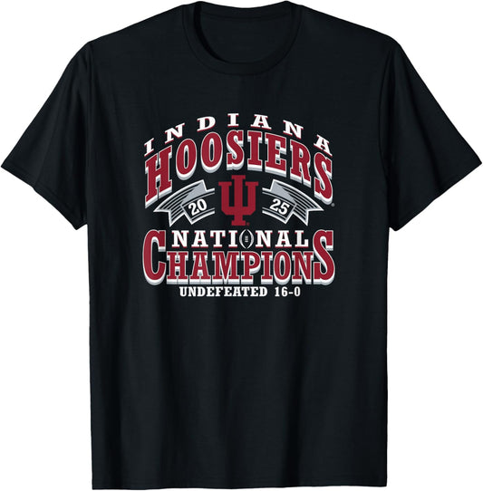 Indiana Hoosiers National Champs 2025 Football CFP Black T-Shirt - T-Shirt | Black