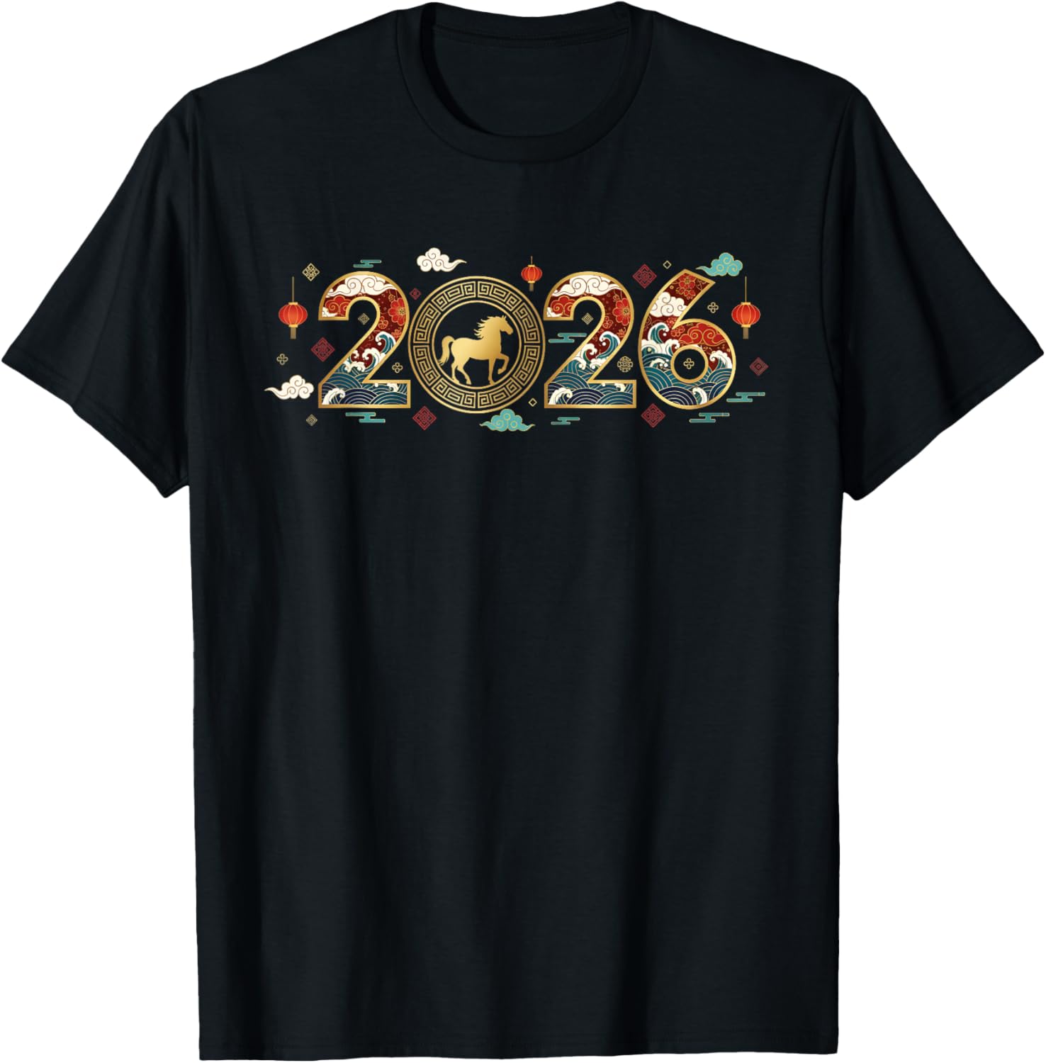 Chinese New Year 2026 Year of The Horse T-Shirt - T-Shirt | Black