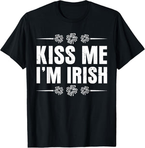 Kiss Me Im Irish St Patricks Day Shamrock Men Women Kid T-Shirt - T-Shirt | Black