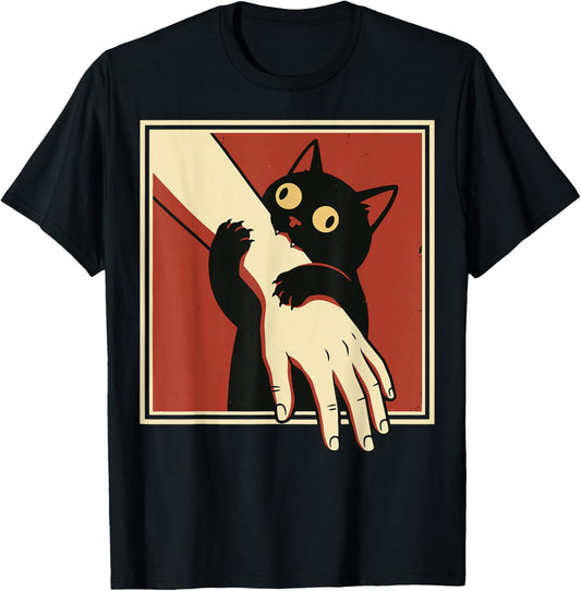 Black Cat Biting Arm T-Shirt - T-Shirt | Black