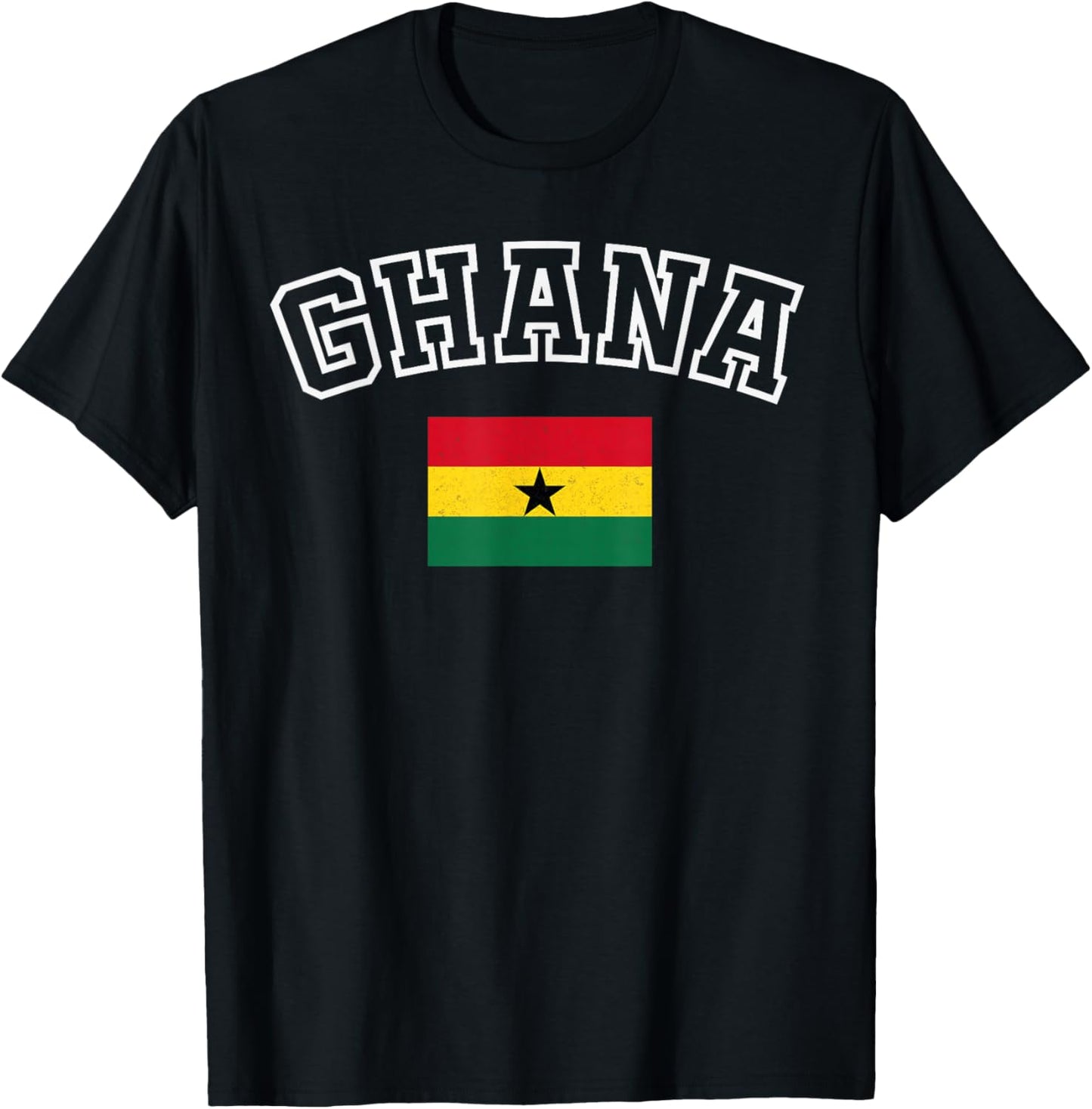 Ghana Flag Vintage Distressed Retro Heritage Design T-Shirt - T-Shirt | Black