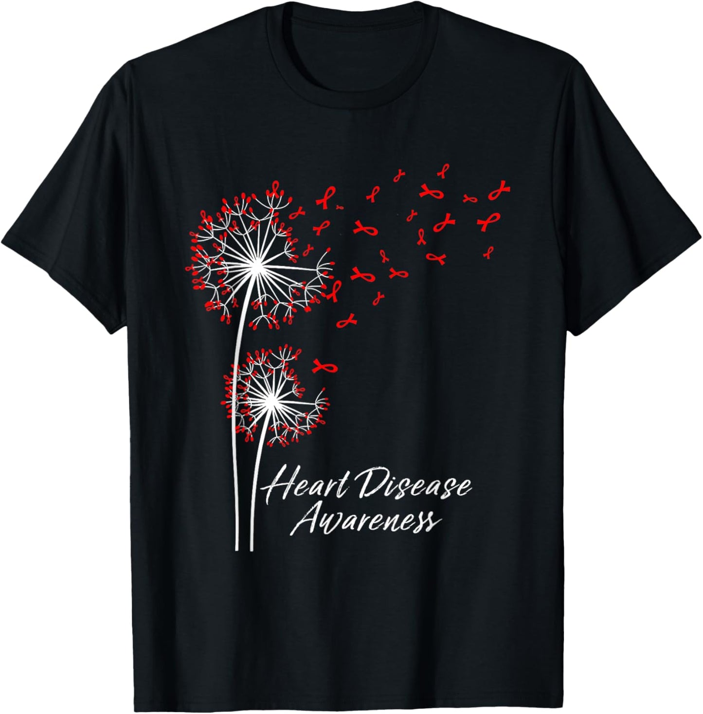 Dandelion Go Red Ribbon Heart Disease Awareness Month Women T-Shirt - T-Shirt | Black
