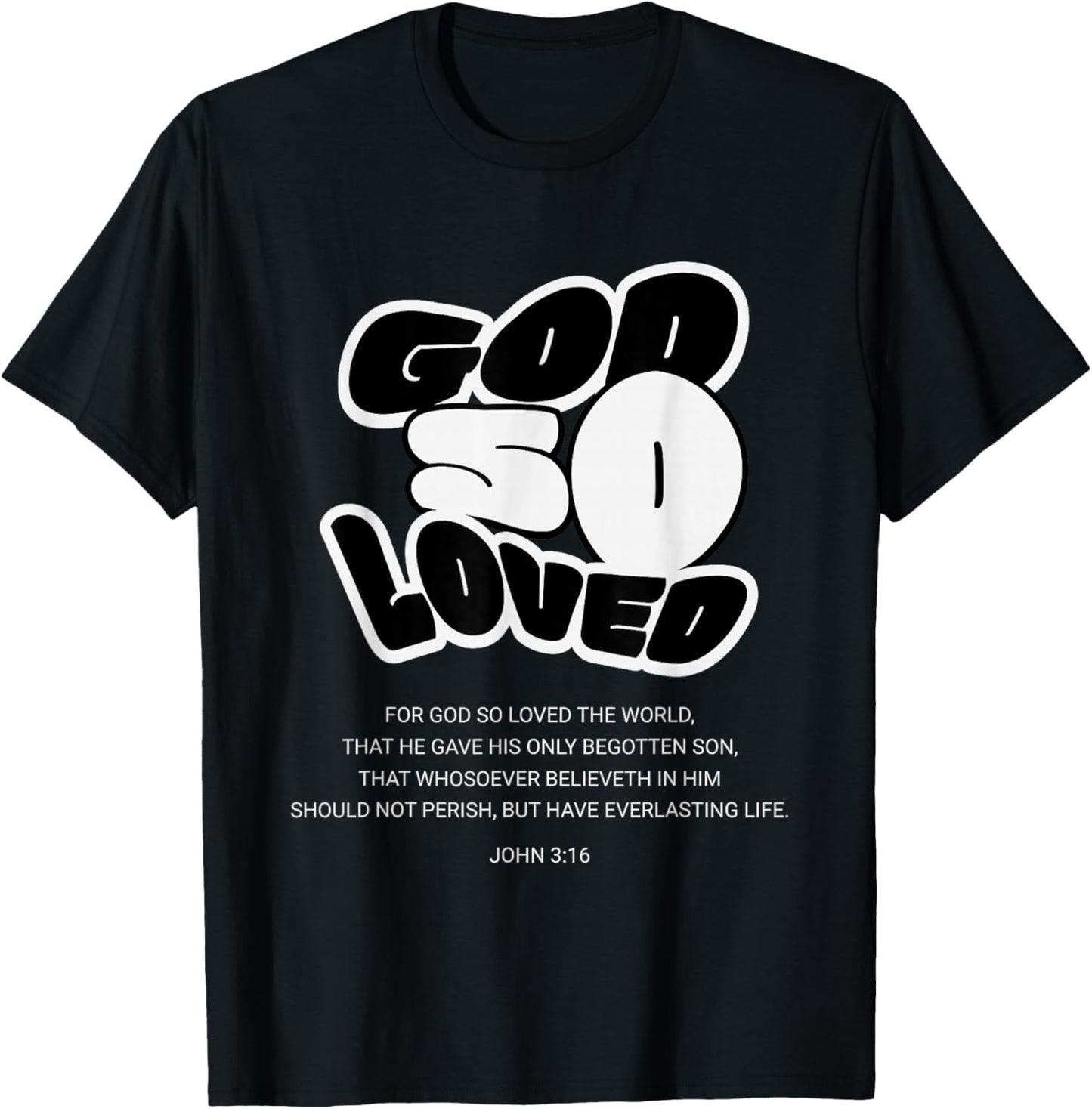 God So Loved John 3:16 Groovy Christian Verse Women Men Kids T-Shirt - T-Shirt | Black