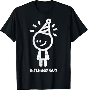 Stickman Birthday Guy Funny Sitck Man Party Men Boys Kids T-Shirt - T-Shirt | Black
