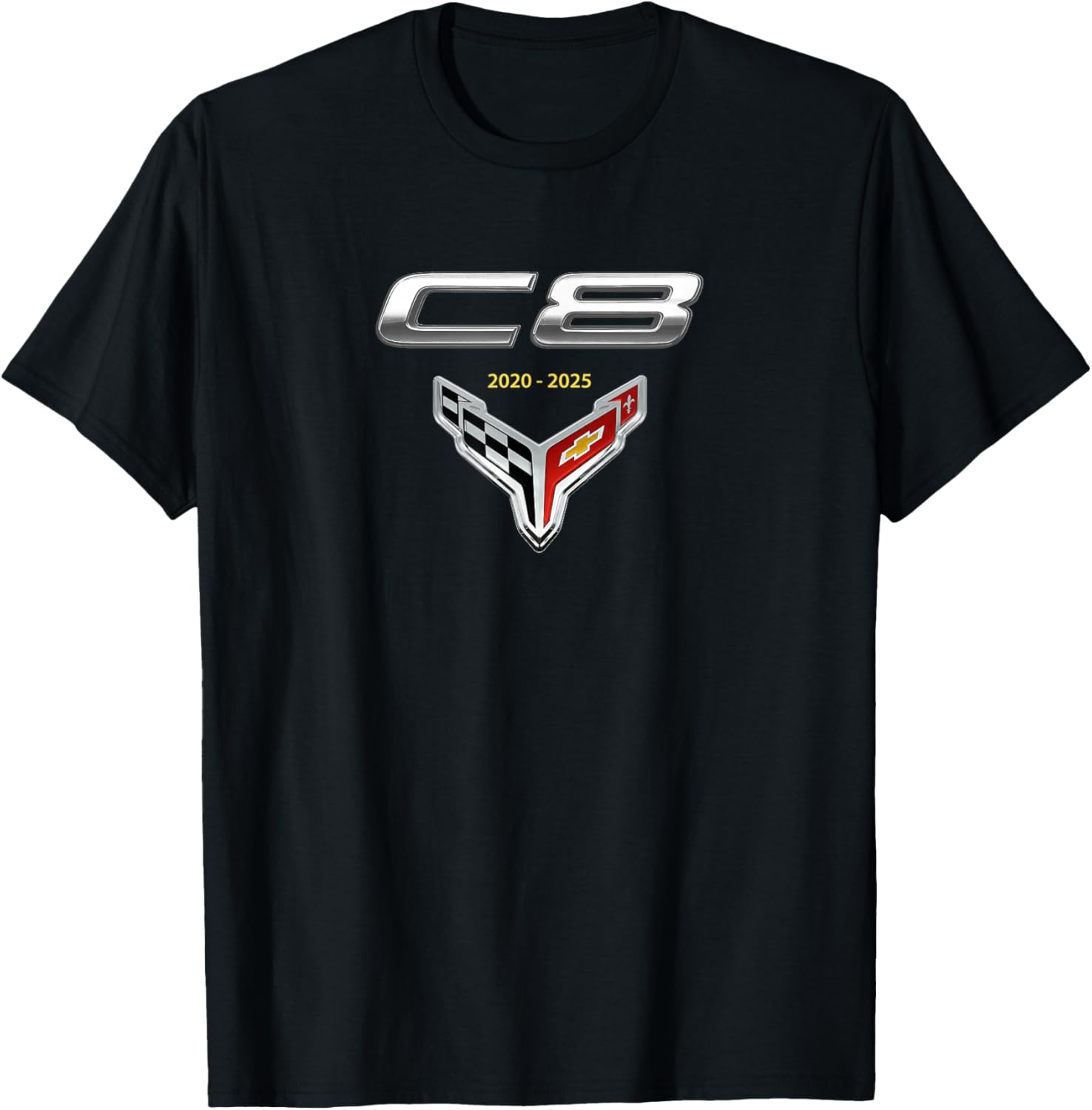 C8 CAR Badge Emblem 2020-2025, American Muscle Sports CAR T-Shirt - T-Shirt | Black