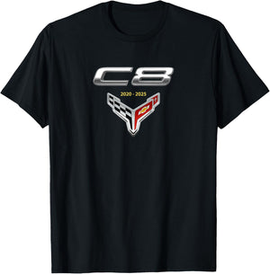 C8 CAR Badge Emblem 2020-2025, American Muscle Sports CAR T-Shirt - T-Shirt | Black