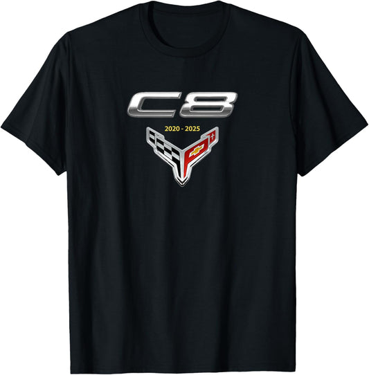 C8 CAR Badge Emblem 2020-2025, American Muscle Sports CAR T-Shirt - T-Shirt | Black