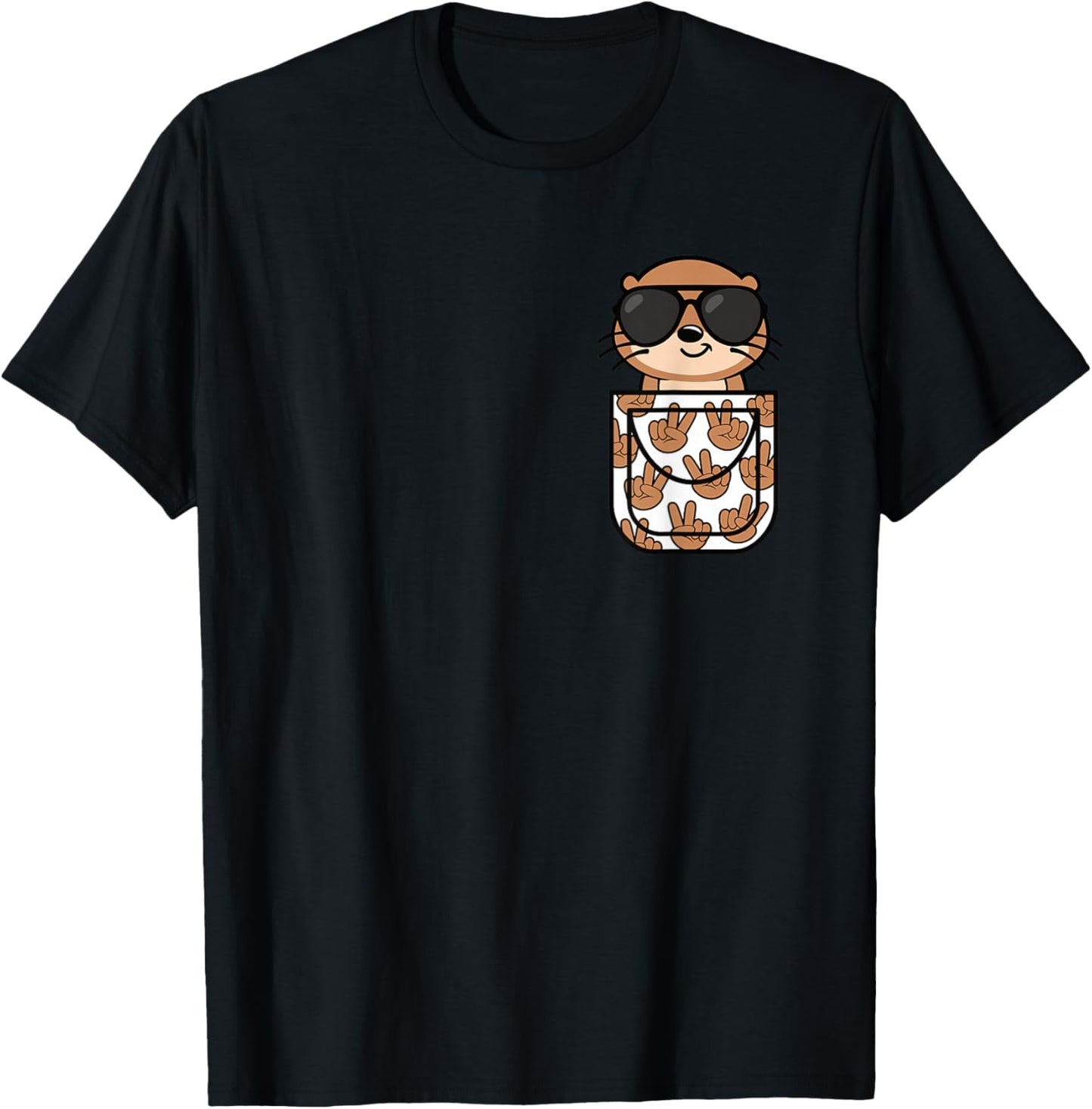 Funny Otter Pocket Men Women Kids T-Shirt - T-Shirt | Black