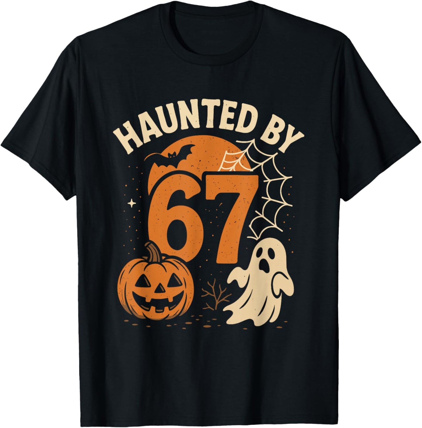 Funny Haunted by 67 Spooky Math Halloween Meme Student Joke T-Shirt - T-Shirt | Black
