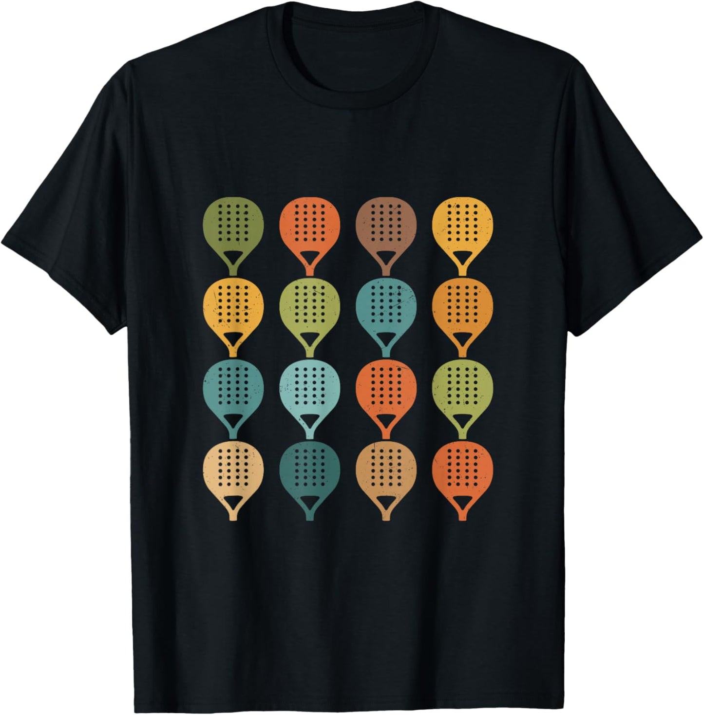 Padel Racket Pattern Retro Paddle Tennis Grid T-Shirt - T-Shirt | Black