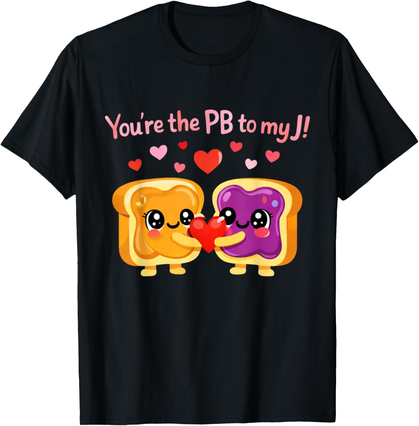 Funny Peanut Butter Jelly Couple Valentine Cute Food Love T-Shirt - T-Shirt | Black